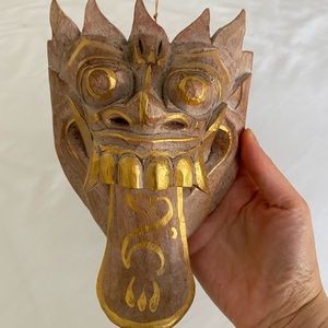 Carved wood mask from Bali Indonesia